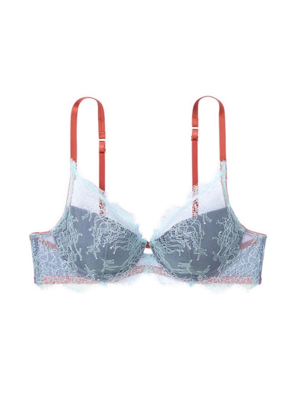Victoria’s Secret VS Dream Angels Blue Chantilly Eyelash Lace Lined Plunge Bra
